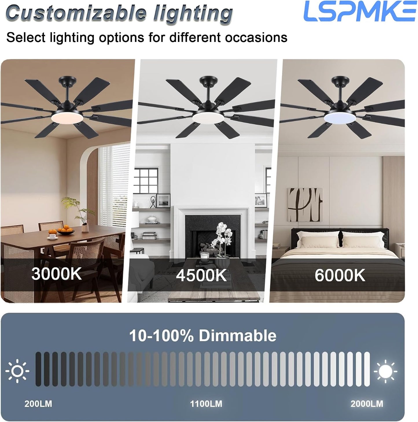 Ceiling Fan With Light & Remote Indoor/Outdoor Use 60 Inch RGB Brown