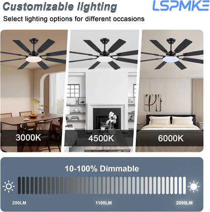 Ceiling Fan With Light & Remote Indoor/Outdoor Use 60 Inch RGB Brown