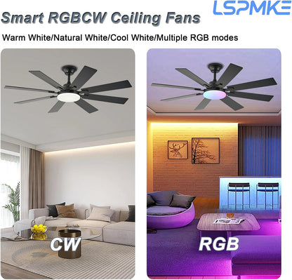 Ceiling Fan With Light & Remote Indoor/Outdoor Use 52 Inch Black White Brown Nickel LSP-100-Black LSP-100-White LSP-100-Brown LSP-100-Nickel