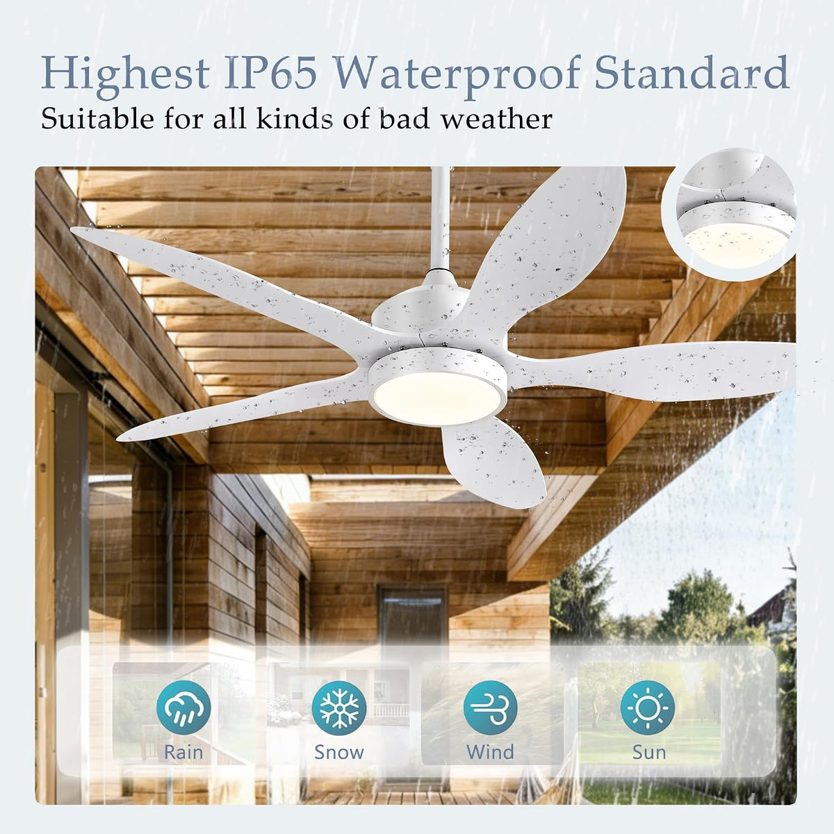 46 inch Waterproof Outdoor Ceiling Fan with Lights and Remote,IP65 Hanging Gazebo Fan with 3CCT 6-Speed DC Motor,Brown Wet Rated Plug in Ceiling Fan with Cord for Patios Porch Pergola LSP-36WP-Black LSP-36WP-White LSP-36WP-Brown