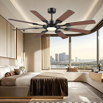 62" Ceiling Fan with Light - Modern White Low Profile Ceilings Fans Light08-Black-62In 08-White-62In 08-Brown-62In