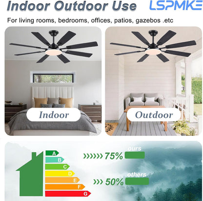 Ceiling Fan With Light & Remote Indoor/Outdoor Use 60 Inch RGB Brown