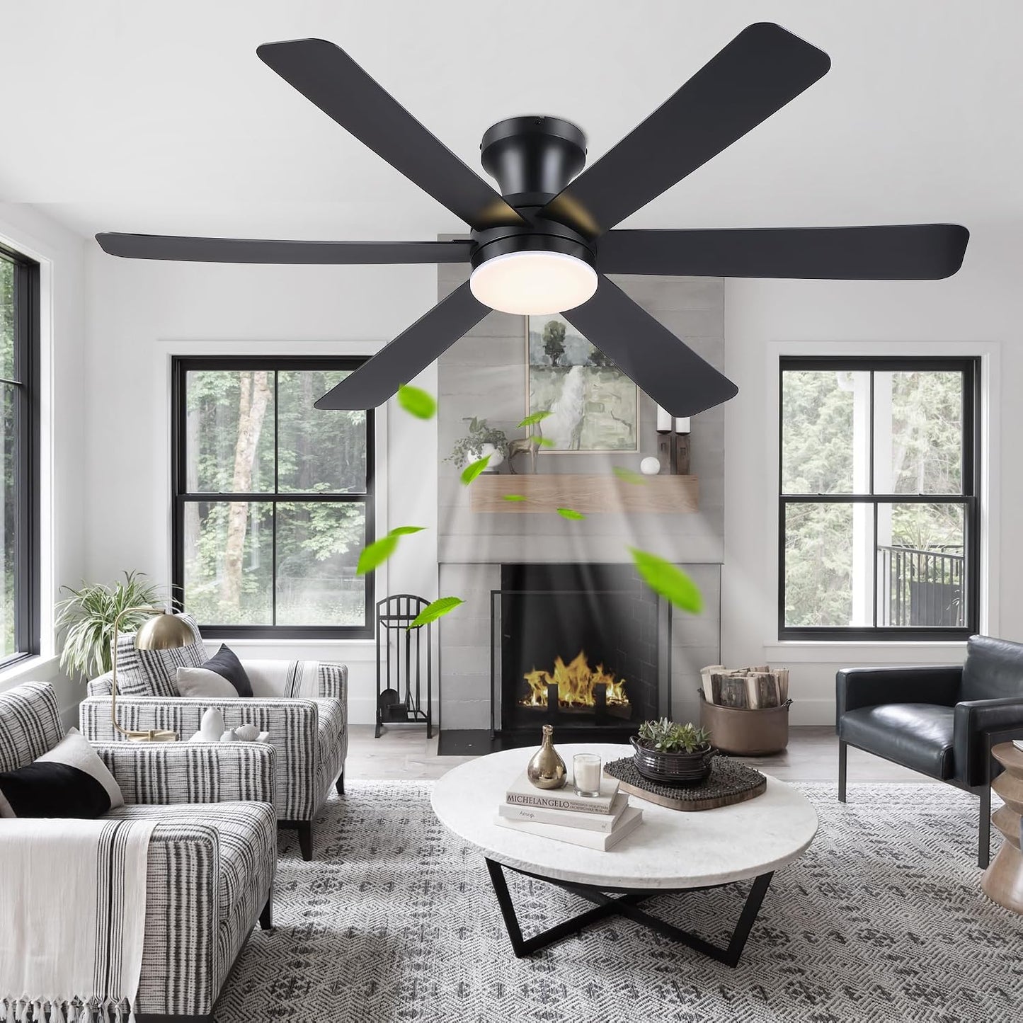 Ceiling Fans with Lights,46" Low Profile Ceiling Fan,Flush Mount 8891-Black 46 8891-White 46 8891-Brown 46