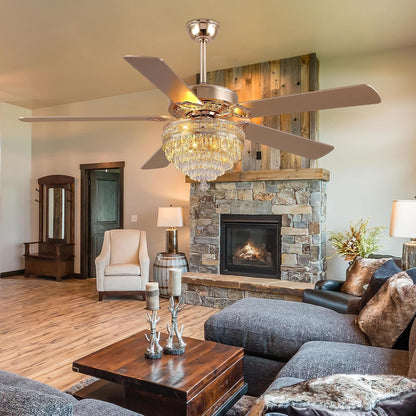 Crystal Ceiling Fan Fandelier with Lights-Outdoor Ceiling Fans (62" ) (72" )