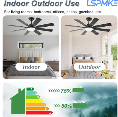 Ceiling Fan With Light & Remote Indoor/Outdoor Use 52 Inch Black White Brown Nickel LSP-100-Black LSP-100-White LSP-100-Brown LSP-100-Nickel