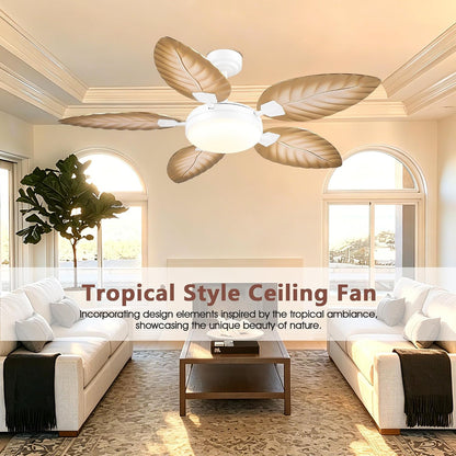 GJeg Tropical Ceiling Fans with Lights,52" Outdoor Palm Leaf Ceiling Fans 888-Black 52 888-White 52 888-Brown 52 888-Dark brown 52 888-Light brown 52