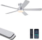 Ceiling Fans with Lights,46" Black Flush Mount Ceiling Fan Light with ABS Blades Reversible,3CCT Dimmable, Low Profile Fan Light for Indoor Modern Bedroom, Kitchen