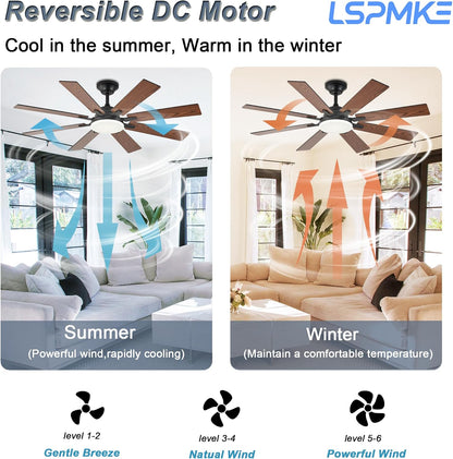 Ceiling Fan With Light & Remote Indoor/Outdoor Use 52 Inch Black White Brown Nickel LSP-100-Black LSP-100-White LSP-100-Brown LSP-100-Nickel