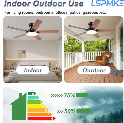 52" Ceiling Fan with Light, Remote Control, 3CCT Dimmable Noiseless DC Motor, Modern Indoor Lighting Fixture for Bedroom, Kitchen LSP-266-Black LSP-266-White LSP-266-Brown LSP-266-Nickel