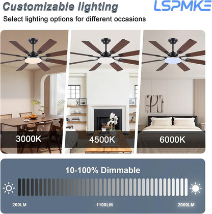 Ceiling Fan With Light & Remote Indoor/Outdoor Use 60 Inch RGB Brown