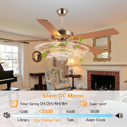 Crystal Ceiling Fan Fandelier with Lights-Outdoor Ceiling Fans (62" ) (72" )