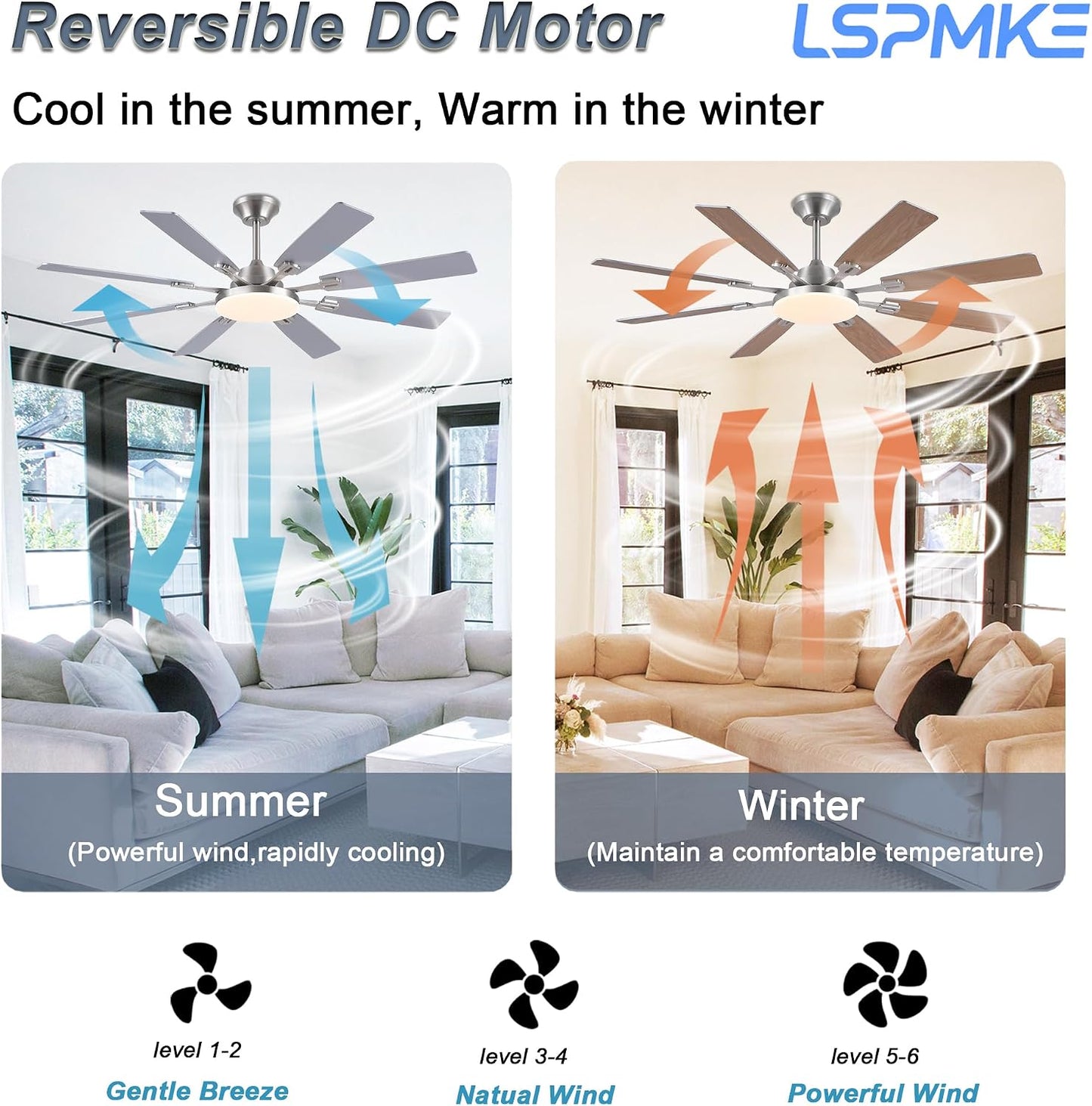 Ceiling Fan With Light & Remote Indoor/Outdoor Use 60 Inch RGB Brown