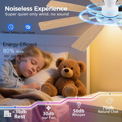 Ceiling Fans with Lights -60in Brown Flush Mount Ceiling Fan with RGB SY8888-Black-RGB SY8888-White-RGB SY8888-Brown-RGB