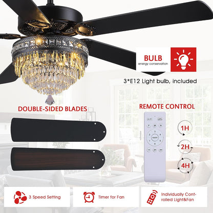 Crystal Ceiling Fan Fandelier with Lights-Outdoor Ceiling Fans (62" ) (72" )