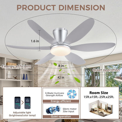 GJeg Ceiling Fans with Lights,42" Low Profile Ceiling Fan SY-89 Brown SY-89 Silver SY-89 Gold SY-89-White-42 SY-89-Black-42