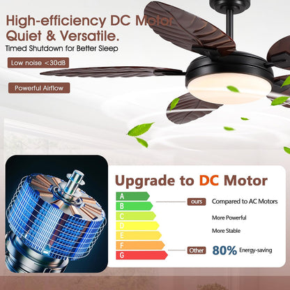 GJeg Tropical Ceiling Fans with Lights,52" Outdoor Palm Leaf Ceiling Fans 888-Black 52 888-White 52 888-Brown 52 888-Dark brown 52 888-Light brown 52
