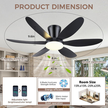 GJeg Ceiling Fans with Lights,42" Low Profile Ceiling Fan SY-89 Brown SY-89 Silver SY-89 Gold SY-89-White-42 SY-89-Black-42
