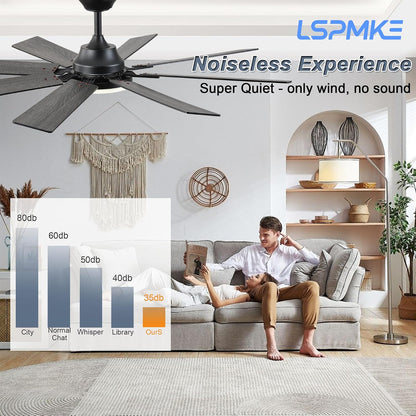 Ceiling Fan With Light & Remote Indoor/Outdoor Use 52 Inch Black White Brown Nickel LSP-100-Black LSP-100-White LSP-100-Brown LSP-100-Nickel
