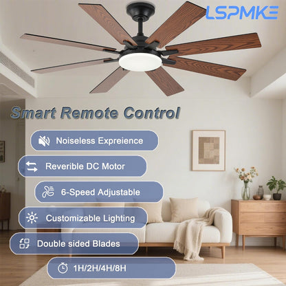 Ceiling Fan With Light & Remote Indoor/Outdoor Use 52 Inch Black White Brown Nickel LSP-100-Black LSP-100-White LSP-100-Brown LSP-100-Nickel