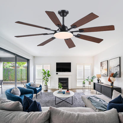 Ceiling Fan With Light & Remote Indoor/Outdoor Use 60 Inch RGB Brown