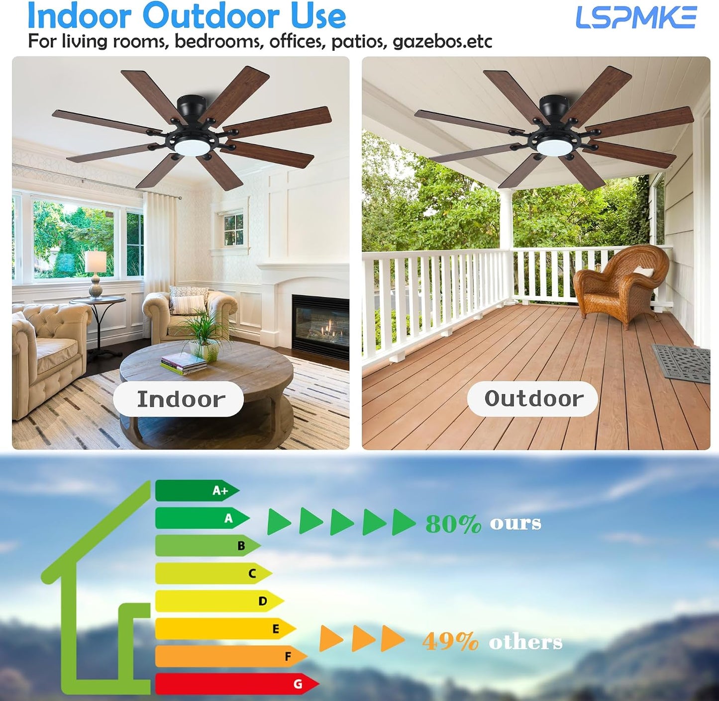 Ceiling Fans with Lights, 54 inch Low Profile Ceiling Fan with Light and Remote Control, Flush Mount Ceiling Fan for Bedroom, Living Room, Reversible, 3CCT, Dimmable, Noiseless DC Motor, Black White Brown