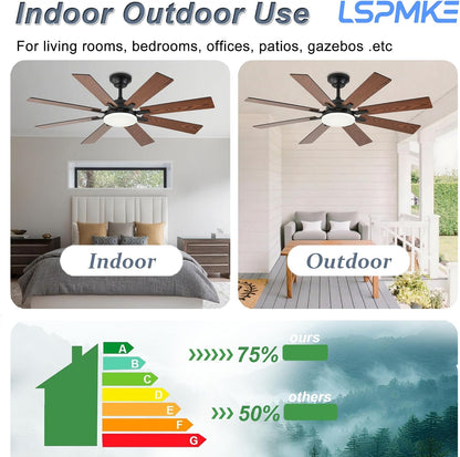 Ceiling Fan With Light & Remote Indoor/Outdoor Use 52 Inch Black White Brown Nickel LSP-100-Black LSP-100-White LSP-100-Brown LSP-100-Nickel