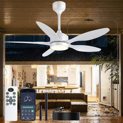 46 inch Waterproof Outdoor Ceiling Fan with Lights and Remote,IP65 Hanging Gazebo Fan with 3CCT 6-Speed DC Motor,Brown Wet Rated Plug in Ceiling Fan with Cord for Patios Porch Pergola LSP-36WP-Black LSP-36WP-White LSP-36WP-Brown
