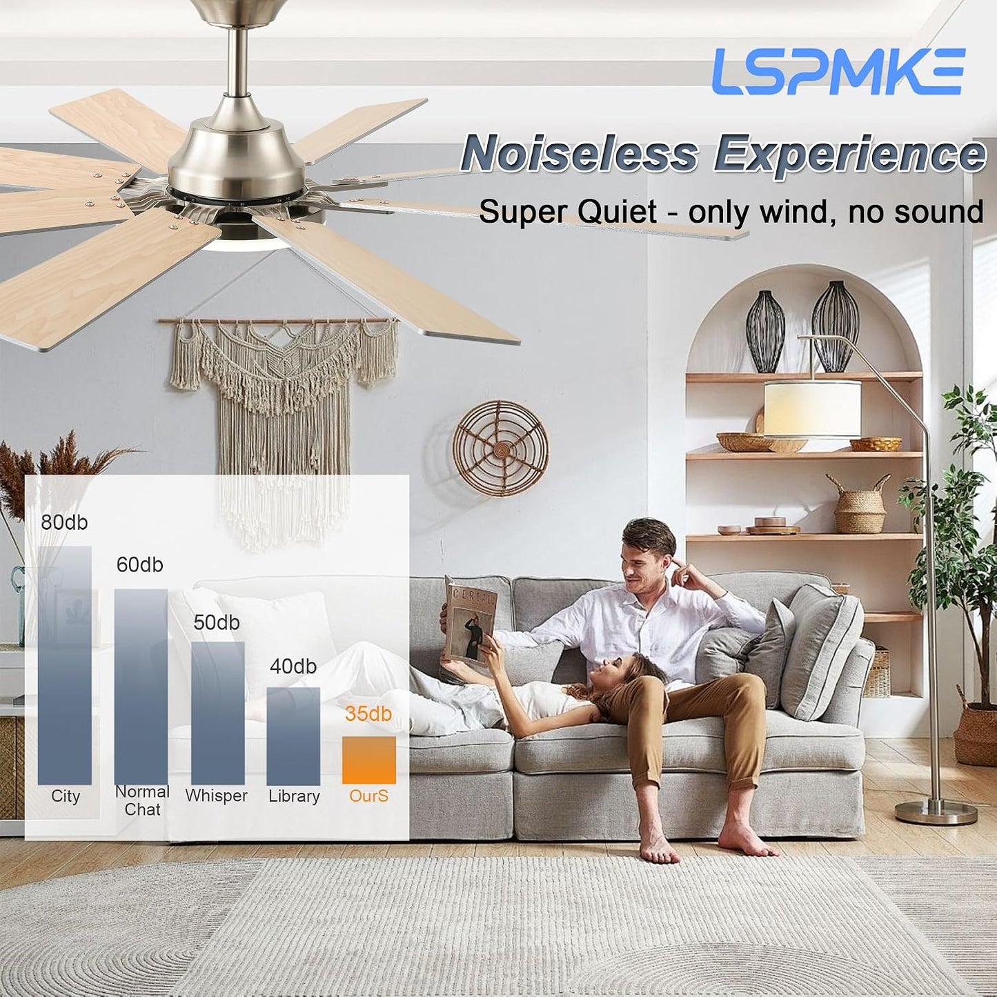 Ceiling Fan With Light & Remote Indoor/Outdoor Use 52 Inch Black White Brown Nickel LSP-100-Black LSP-100-White LSP-100-Brown LSP-100-Nickel