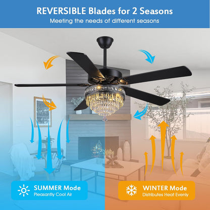 Crystal Ceiling Fan Fandelier with Lights-Outdoor Ceiling Fans (62" ) (72" )