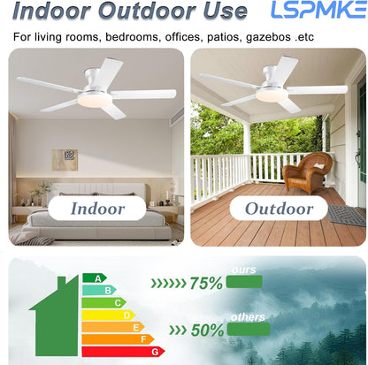 52" Ceiling Fan with Light, Remote Control, 3CCT Dimmable Noiseless DC Motor, Modern Indoor Lighting Fixture for Bedroom, Kitchen LSP-266-Black LSP-266-White LSP-266-Brown LSP-266-Nickel