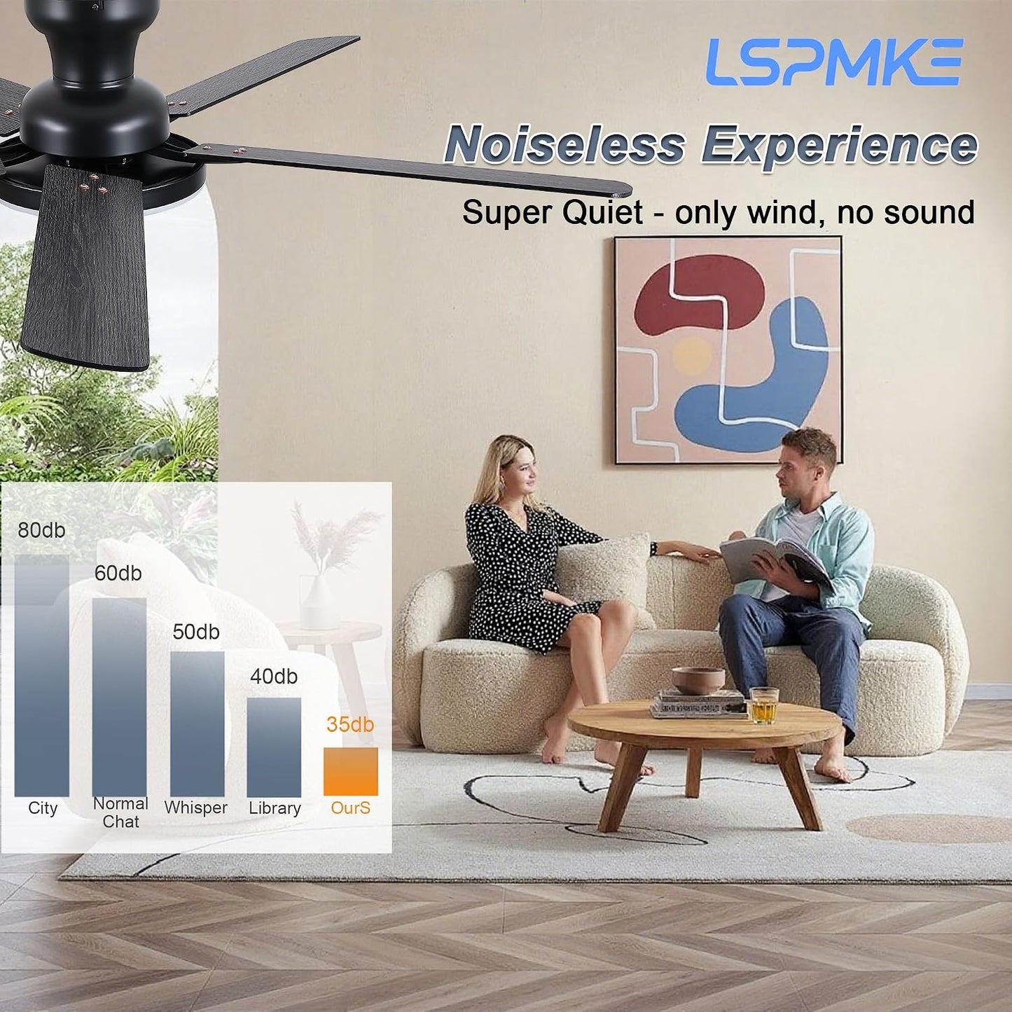 52" Ceiling Fan with Light, Remote Control, 3CCT Dimmable Noiseless DC Motor, Modern Indoor Lighting Fixture for Bedroom, Kitchen LSP-266-Black LSP-266-White LSP-266-Brown LSP-266-Nickel