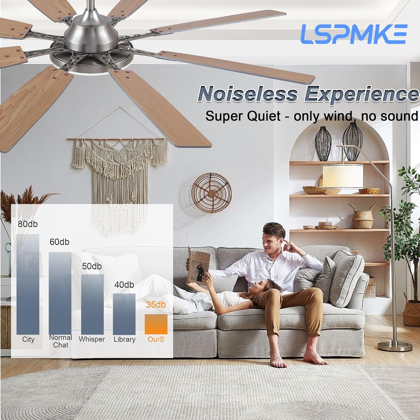 Ceiling Fan With Light & Remote Indoor/Outdoor Use 60 Inch RGB Brown