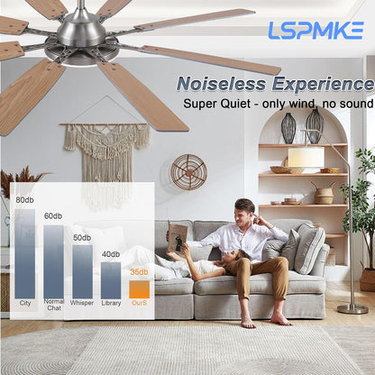 Ceiling Fan With Light & Remote Indoor/Outdoor Use 60 Inch RGB Brown