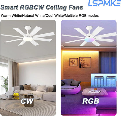 Ceiling Fan With Light & Remote Indoor/Outdoor Use 52 Inch Black White Brown Nickel LSP-100-Black LSP-100-White LSP-100-Brown LSP-100-Nickel