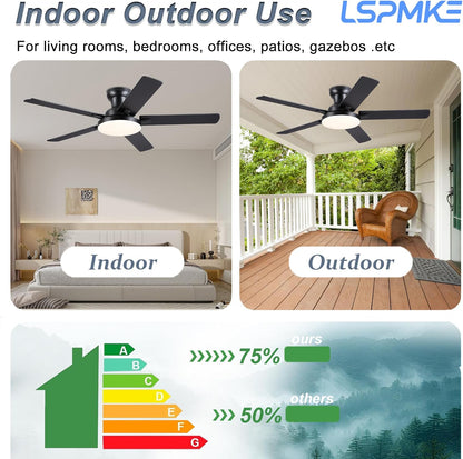 52" Ceiling Fan with Light, Remote Control, 3CCT Dimmable Noiseless DC Motor, Modern Indoor Lighting Fixture for Bedroom, Kitchen LSP-266-Black LSP-266-White LSP-266-Brown LSP-266-Nickel