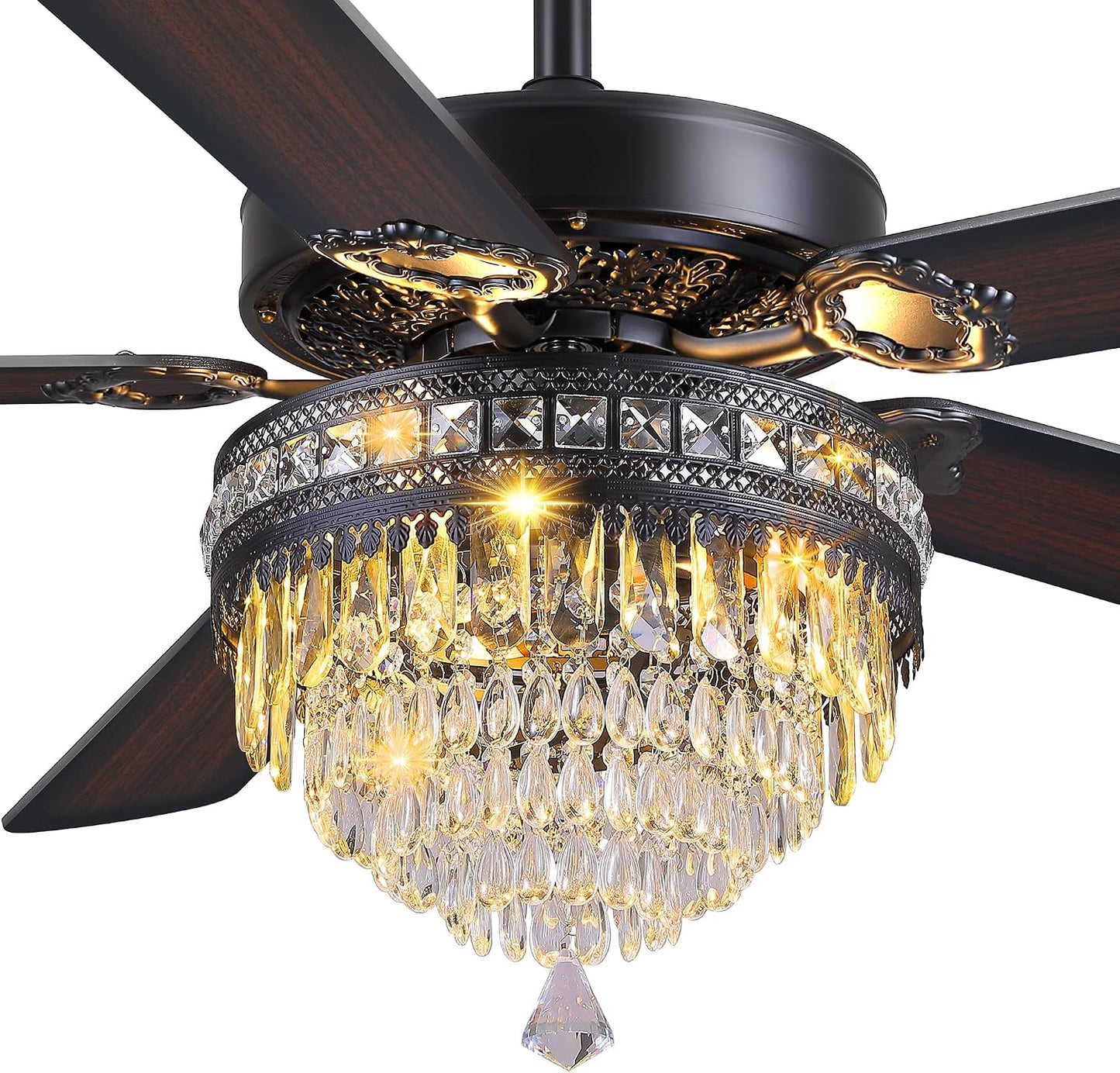 Crystal Ceiling Fan Fandelier with Lights-Outdoor Ceiling Fans (62" ) (72" )