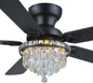 Crystal Ceiling Fan Fandelier with Lights-Modern Ceiling Fan(52" )5889-Black 5890-Black