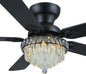 Crystal Ceiling Fan Fandelier with Lights-Modern Ceiling Fan(52" )5889-Black 5890-Black