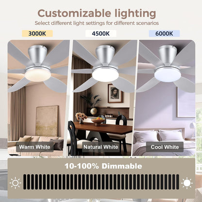 GJeg Ceiling Fans with Lights,42" Low Profile Ceiling Fan SY-89 Brown SY-89 Silver SY-89 Gold SY-89-White-42 SY-89-Black-42