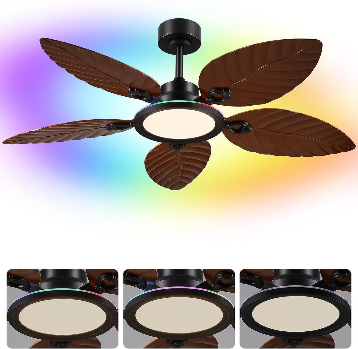 Ceiling Fans with Lights,Tropical Outdoor Palm Leaf Ceiling Fans