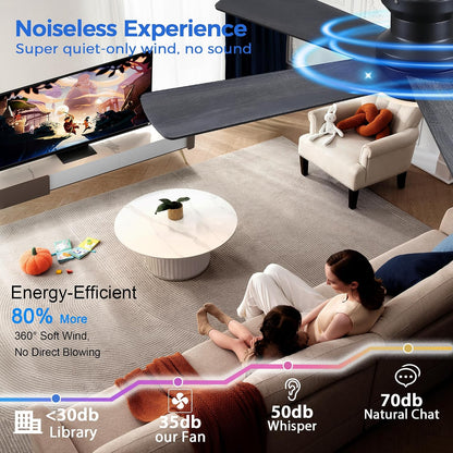 48In Ceiling Fan with Light Flush Mount - White Low Profile Ceiling Fan Light with Remote/APP, 5 Reversible Dual-Sided Blades, Modern Fan Light for Indoor Bedroom, Covered Outdoor