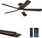 Ceiling Fans with Lights,46" Black Flush Mount Ceiling Fan Light with ABS Blades Reversible,3CCT Dimmable, Low Profile Fan Light for Indoor Modern Bedroom, Kitchen