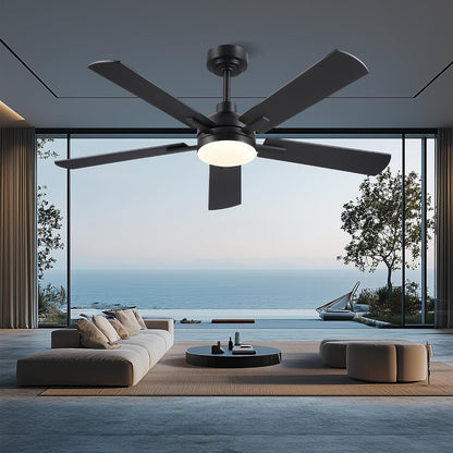 Ceiling Fans with Lights, 46"Black Low Profile Fan Light-Flush Mount Black Low Profile Fan Light-Flush Mount with 5 Reversible Blade,6 Wind Speed 3CCT Dimmable,Indoor Light Fixture for Bedroom