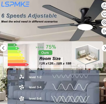 52 Inch Ceiling Fans with Lights, Low Profile Ceiling Fan with Light and Remote, Quite DC Motor,Flush Mount, 3CCT, Dimmable, Brown RGB Ceiling Fan for Bedroom, Living Room, Indoor/Outdoor Use